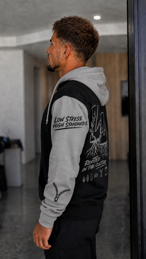 LeafLock Rooted in the Culture Hoodie in Black / Grey right-side view