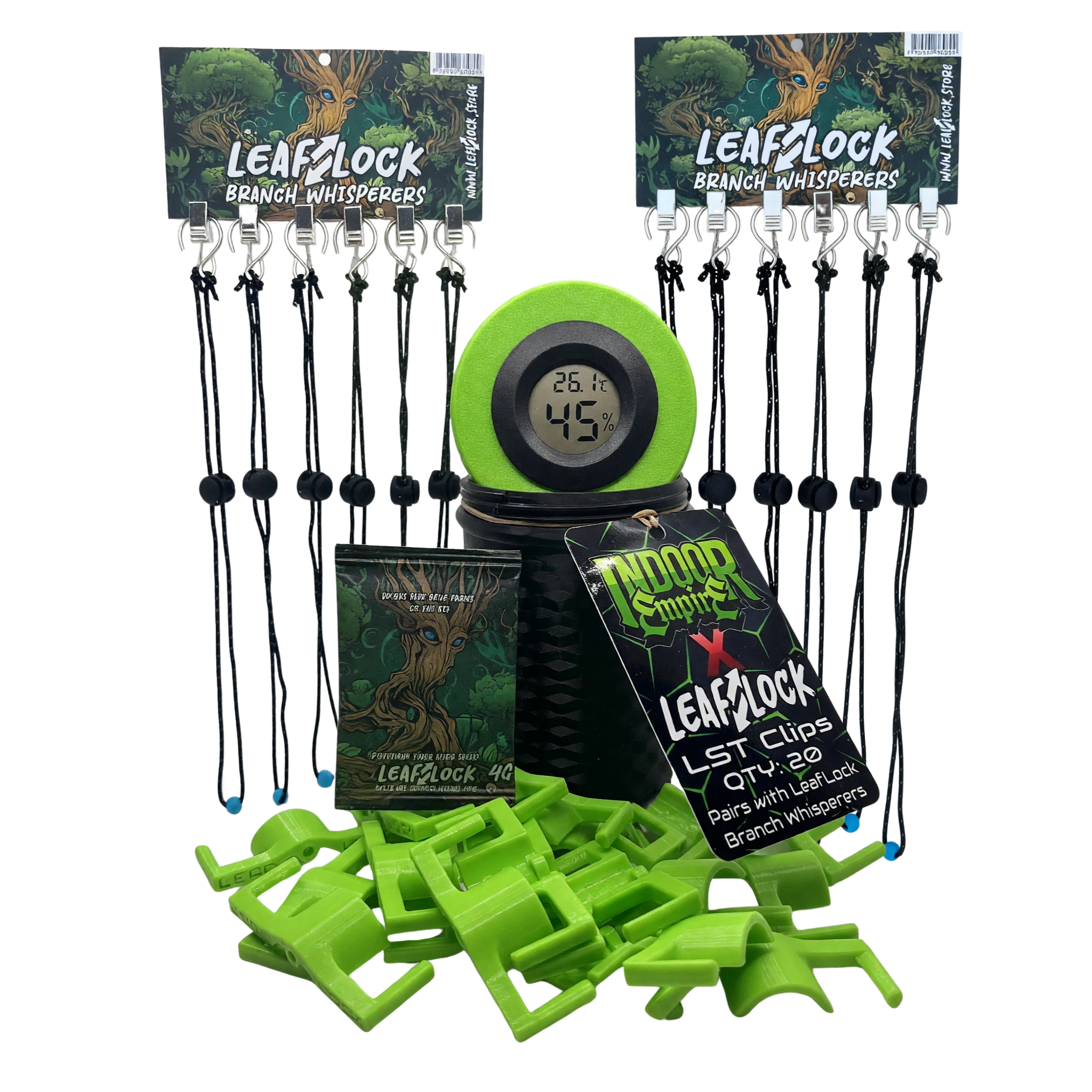 Canopy Control Jar Kit with 20 LST clips, 12 Branch Whisperers, jar, hygrometer and humidity pack